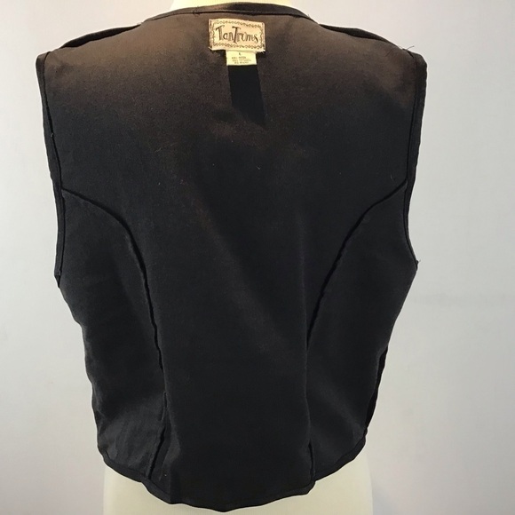 Vintage Wool Embroidered Patchwork Tantrums Vest with ribbon braid trim S large - Picture 11 of 12